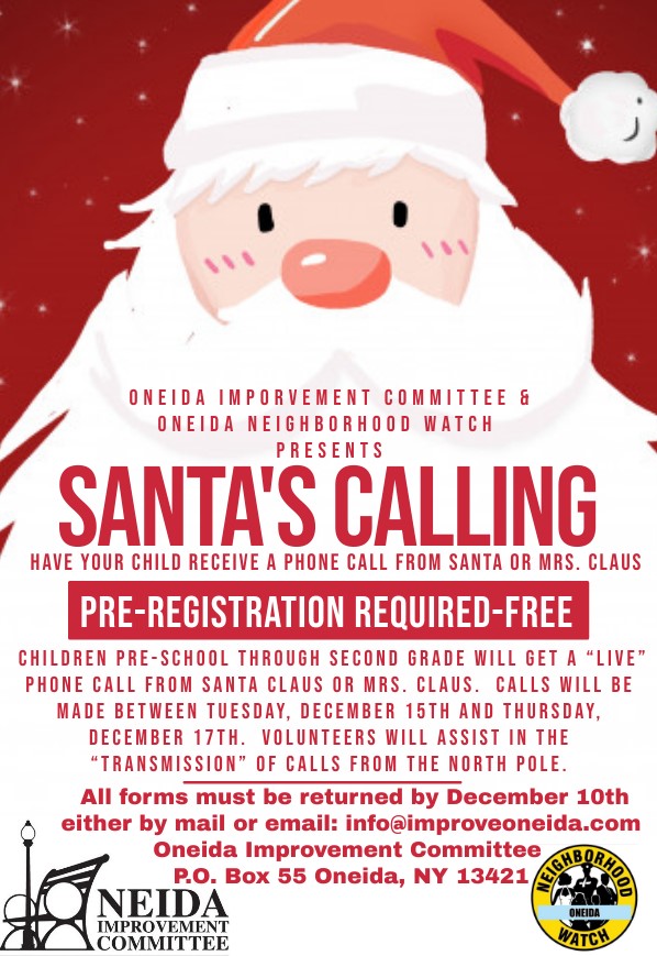 santa's calling flyer oneida improvement committee